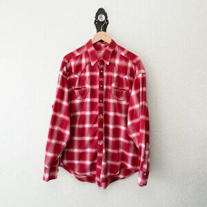 Rockmount Ranch Wear Tru West Western Shirt XL Red Plaid Horseshoe Snap
